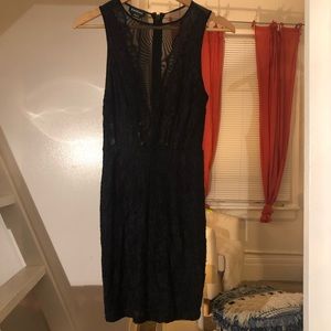 Little Black Party Dress with Sheer Top